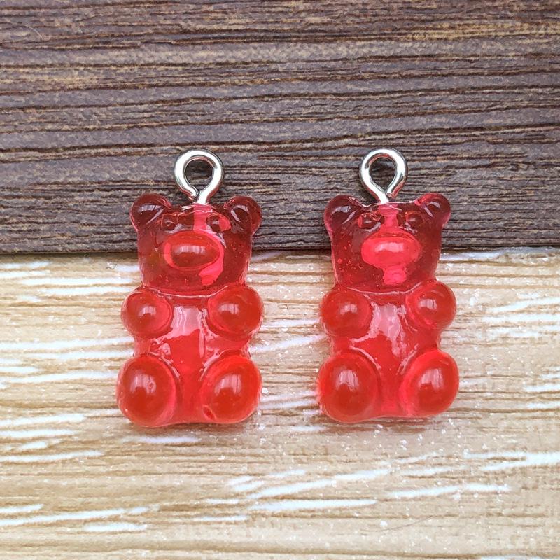 Cute Colorful Cartoon Bear Pendant Charm - Resin DIY Jewelry Accessory
