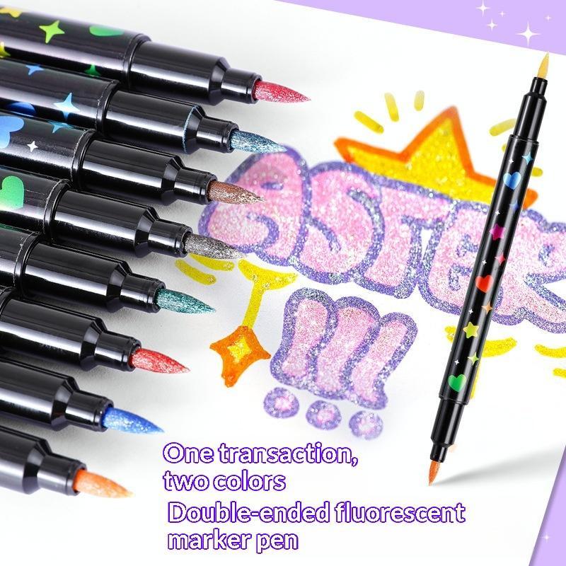 Pennarelli Glitterati a Doppia Punta con Colori Scintillanti Pennini Lisci Perfetti per Scrapbooking e Biglietti