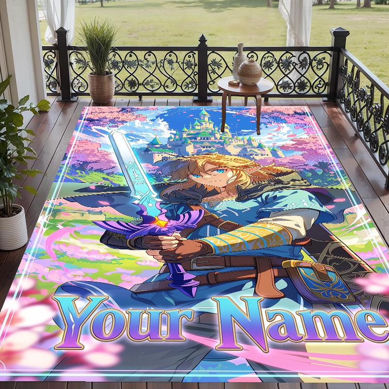 Custom Text Zelda Pattern Floor Rug Soft Indoor Carpet Mat Living Room Bedroom