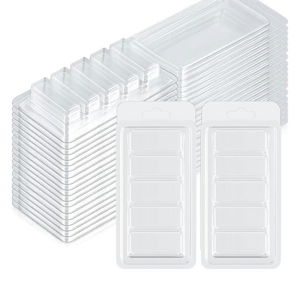 100 Pieces Empty Wax Melt Clamshell Mould DIY Candle Soap Mold Wax Melting Container for Wax Candle Soap Making