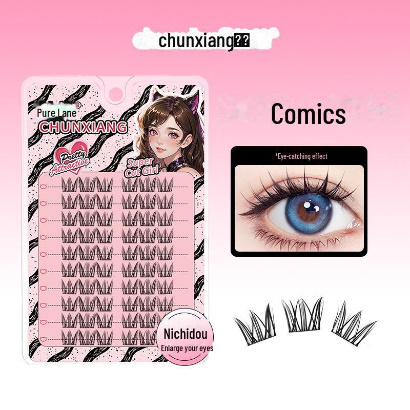 "Little Devil Comics Natural Beginner False Eyelashes - Little Daisy: Curled, Segmented, Thick Double Tip for a Cool, Pure Look"