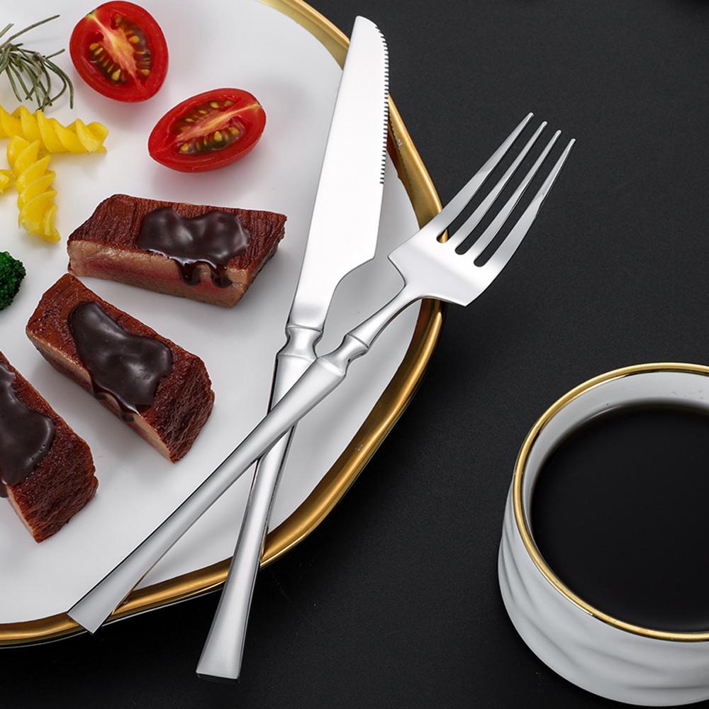 24pcs Silver Cutlery Set Stainless Steel Tableware Knife Fork Coffee Spoon Dinnerware Dishwasher Safe Dinner Cutlery