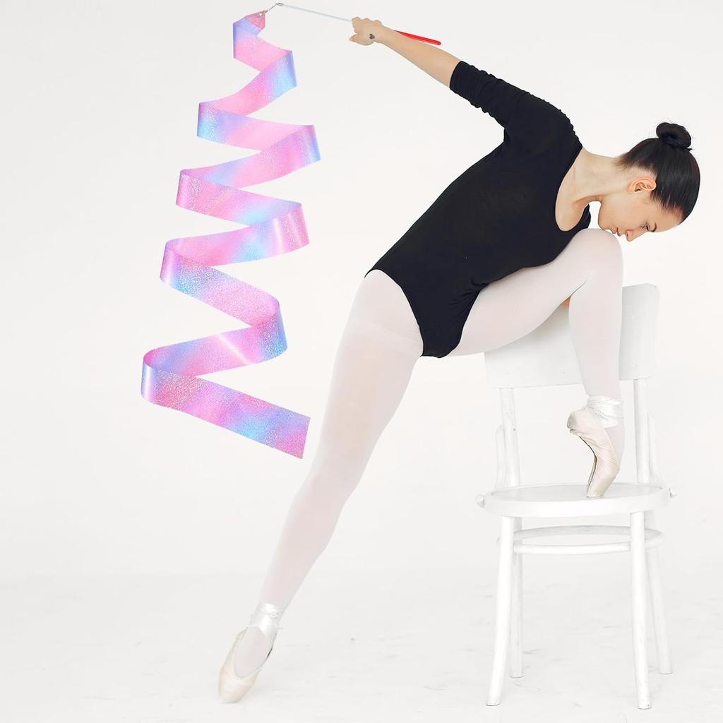 2 Pcs Dance Ribbons for Kids Gymnastics Ribbon Dancer with Wand Sparkling Dance Stuff Gymnastics Stuff Streamer Twirling Dancing Ribbons Essentials