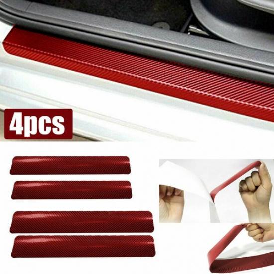 Carbon Fiber Stickers Car Door Plate Sill Scuff Cover Anti-Scratch Accessories