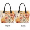  Watercolor Floral Print Canvas Tote Bag Fashion Casual Large Capacity Women Shoulder Handbag