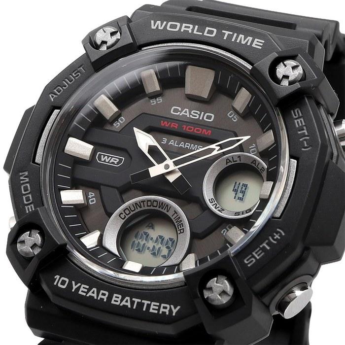 Casio World Time Telememo Quartz Watch AEQ-120W-1AV Men's Black Overseas Model