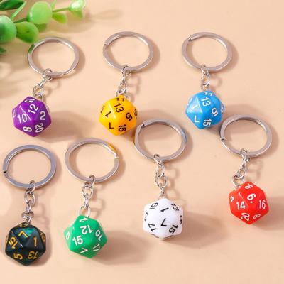 Portachiavi a dadi 20 lati numero curvato in acciaio lucido catena geometrica portachiavi per auto borsa portachiavi ciondolo fai da te