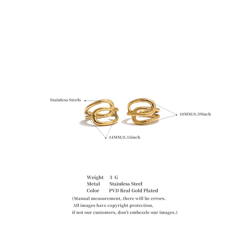 Yhpup 2025 Arrivals Stainless Steel Metal Layered Geometric Ear Bone Accessories Smooth Metal Adjustable Ear Clip Earrings