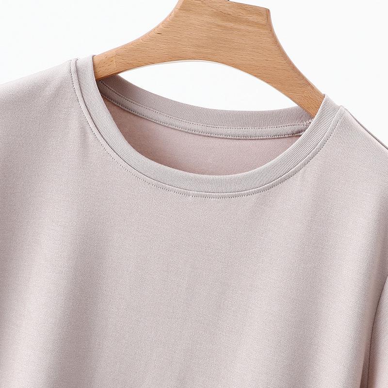 2025 Women's Slim-Fit Short-Sleeve Summer T-Shirt with Straight Shoulders and Round Neck
