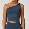 New Woolen Oblique Shoulder Twisted Yoga Vest For Sports, Waist Shaping, Leisure, Running, Fitness, Women'S Tank