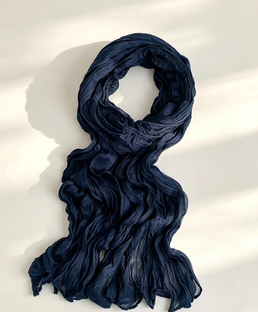 Atmospheric crumpled texture long silk scarf light and thin versatile long scarf high-grade texture affordable decorative yarn