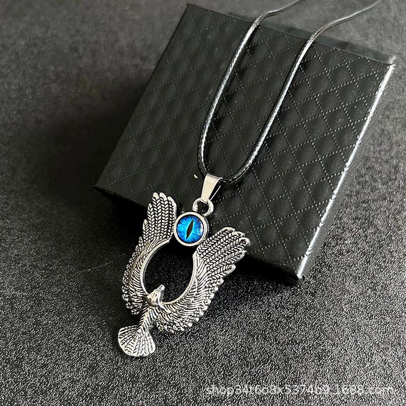 Retro Devil's Eye Pendant: Winged Eagle Stainless Steel Necklace for Men