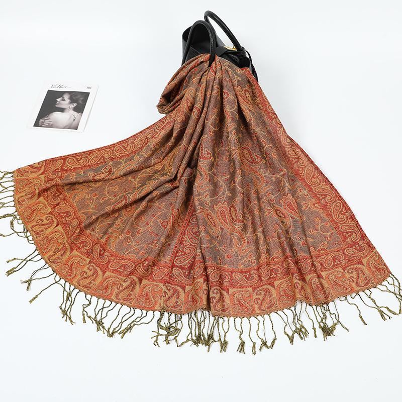 New women's jacquard long towel with shawl cashew nut summer sunscreen shawl scarf autumn and winter long towel