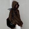 Damen S Leopard Print Corduroy Locker geschnitten Kapuzenpullover Langarm Pullover Sweatshirt