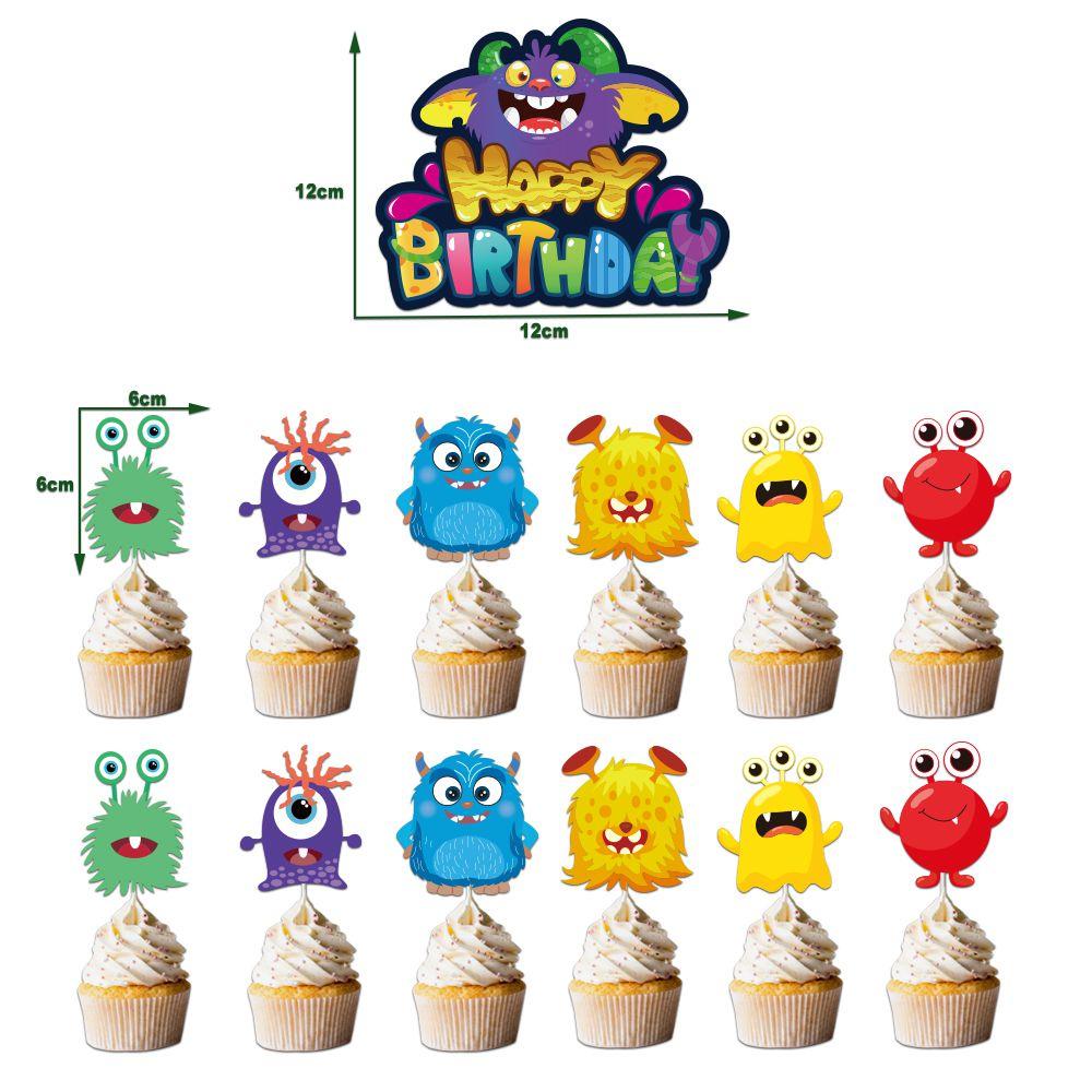 Colorful Cartoon Monster Et Alien Maggie Balloon Party Decor Banner Cake Topper For Birthday Supplies