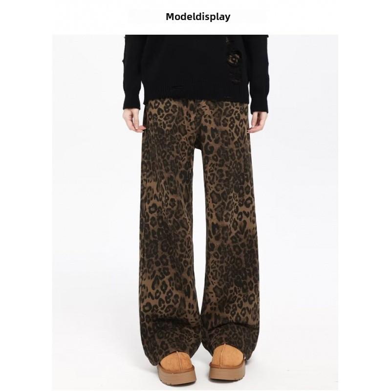 Unisex Retro-Freizeithose mit geradem Bein und Leopardenmuster