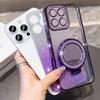 KEYSION Glitter Jewelled Magnetic Phone Case for HONOR X7c X8b X8A Makeup Mirror Stand Shockproof Cover for Honor 200 Smart 5G