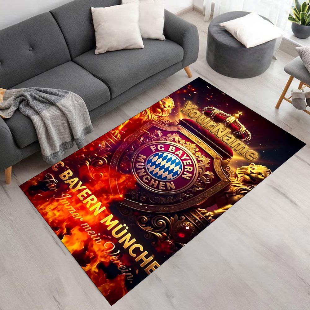 Bayern Munich Personalized Name Area Rug Perfect for Dormitory Hallway Balcony Playrooms Antislip Carpet Anime Office Decor Wedding Party Gift