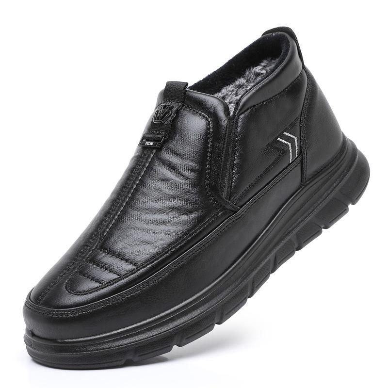 Alte Pekinger Stoffschuhe Herren Baumwollschuhe Winter Samt verdickt warm Papa Schuhe weiche Sohle rutschfest mittelalterliche und ältere lässige Baumwollstiefel