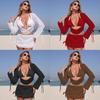 Spot European and American new fashionable and sexy four-piece bikini swimsuit women's bikini foreign trade swimsuit
