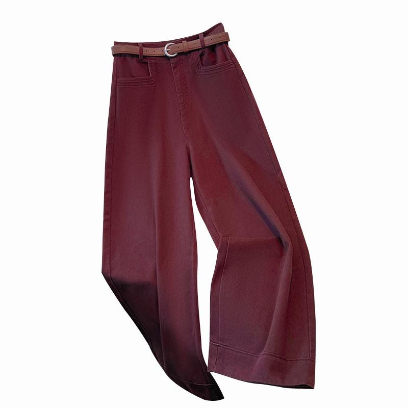 Women's High-Waisted White Wide-Leg Jeans - Spring/Autumn 2024 Slimming Casual Pants