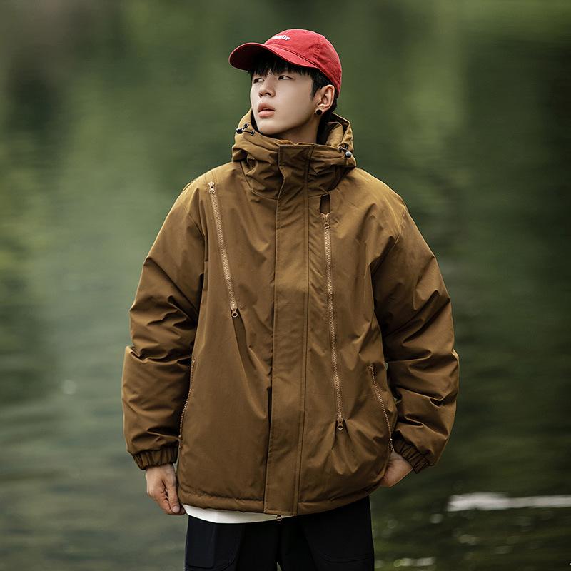Outdoor couple jacket down cotton jacket men's winter loose hooded cotton jacket jacket thickened warm trendy padded clothes