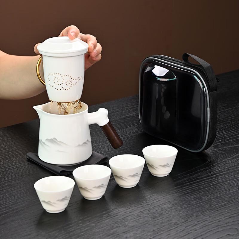 Shangqi Ceramic Ink Landscape Portable Tea Set
