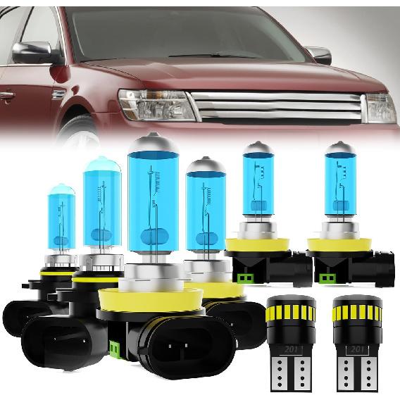 Headlight Bulbs Fit For Ford Taurus 2010-2012, 9005+9005 High Low Beam Halogen Bulb, 6000K White Light, Plug and Play, Pack of 4