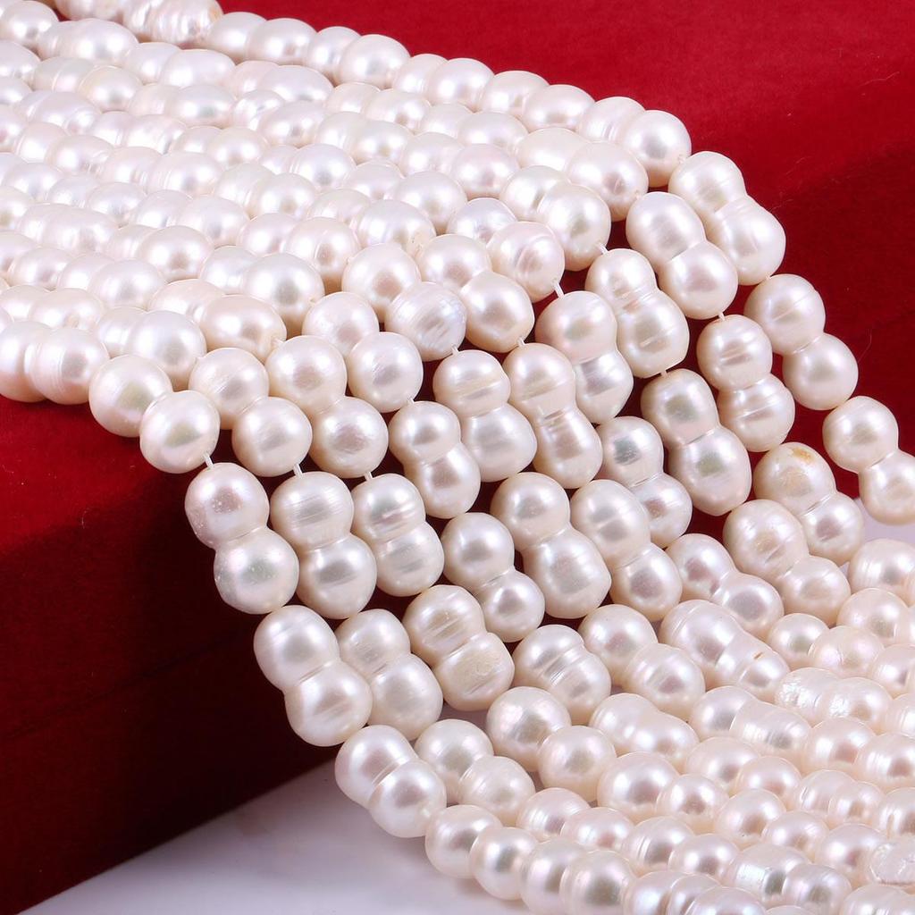 1String, Peanut-shaped Pearls, 9–14 Mm, White Natural Freshwater Pearl Beads for Jewelry Making DIY Necklace Bracelet Crafts, Mother's Day Gift 36cm