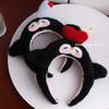 Cute Cartoon Penguin Plush Headband for Women - Fluffy Black, Perfect for Face Washing & Hair Styling In Autumn/Winter