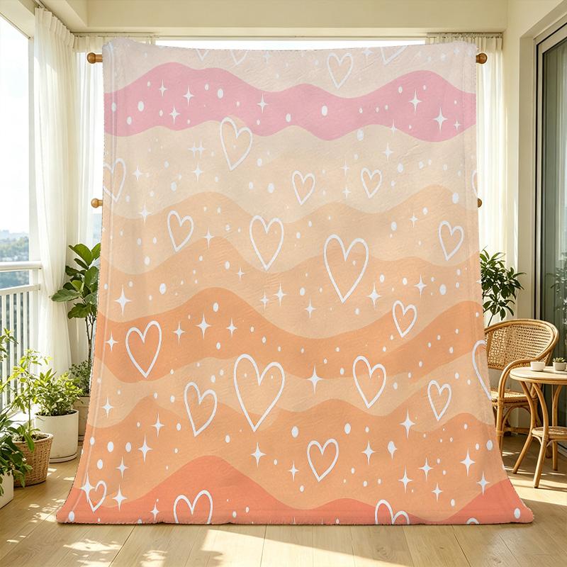 Soft Fluffy Fleece Blanket Breathable Heart Wave Pattern, Vibrant Cozy Throw for Sofa, Bed, Office, Lightweight All Seasons, Ideal Valentine’s Gift
