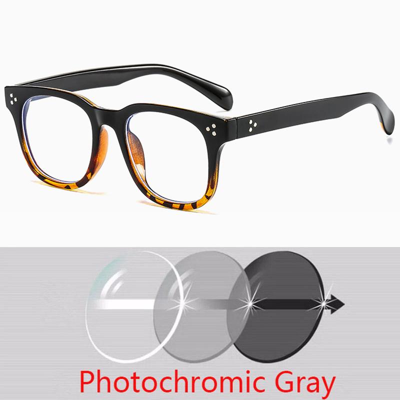 -1 -1.5 -2 -2.5 -3 -3.5 -4 -4.5 -5.0 -5.5 -6.0 Classic Rivets Myopia Eyeglasses With Degree Women Men Black Leopard Frame Glasses