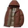 Men's Lightweight Puffer Jackets Detachable Hood Water-Resistant Casual Winter Coat Hooded Insulated for Travel Ski