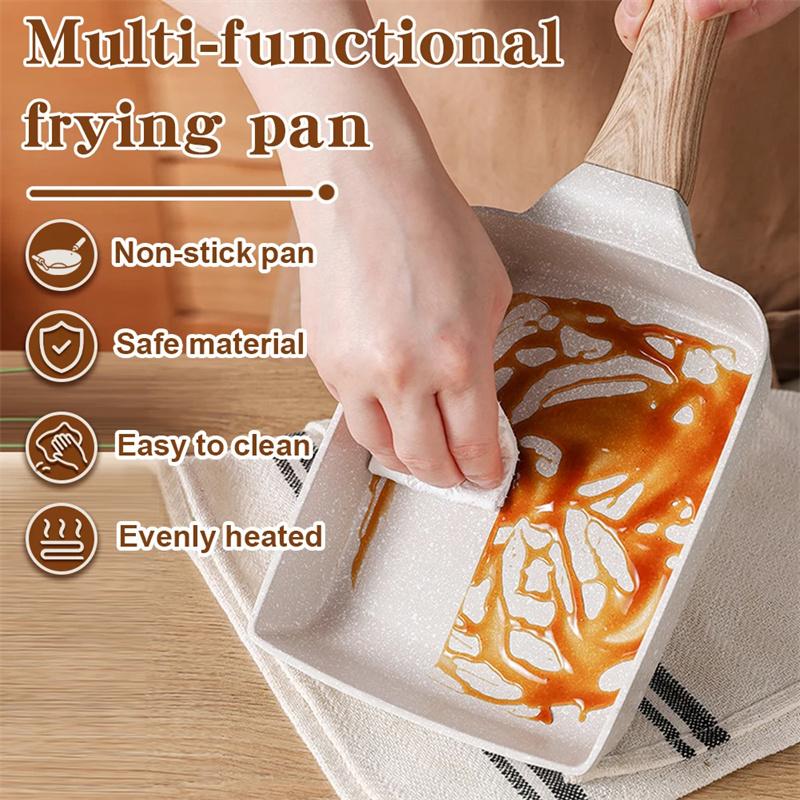 Japanese Rectangular Non Stick Frying Pan, Pan Non Stick Wheat Rice Stone Frying Pan, Anti Scalding Handle, Small Frying Pans