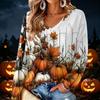 Women's V-Neck Long Sleeve Lightweight Halloween Print Blouse for Casual Wear