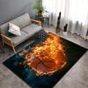 Basketball Flame Rug, Crystal Velvet, Non Slip, Durable Indoor Outdoor Mat, Vibrant Living Room Bedroom Kitchen Decor