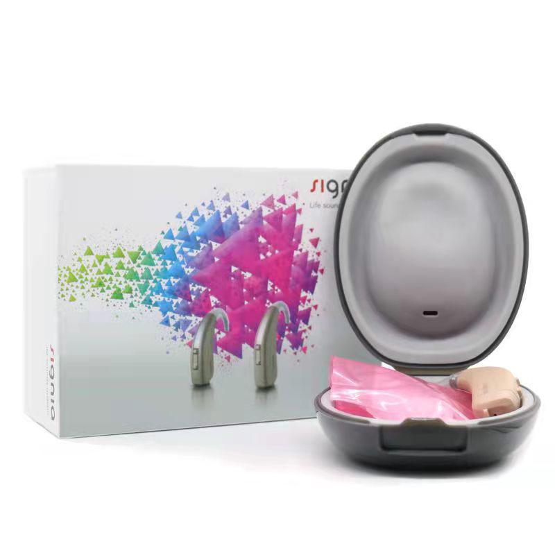 Sivga Funp Digital Hearing Aid for Elderly - Red & Purple Lotus Behind-the-Ear Ear-Hook Device.