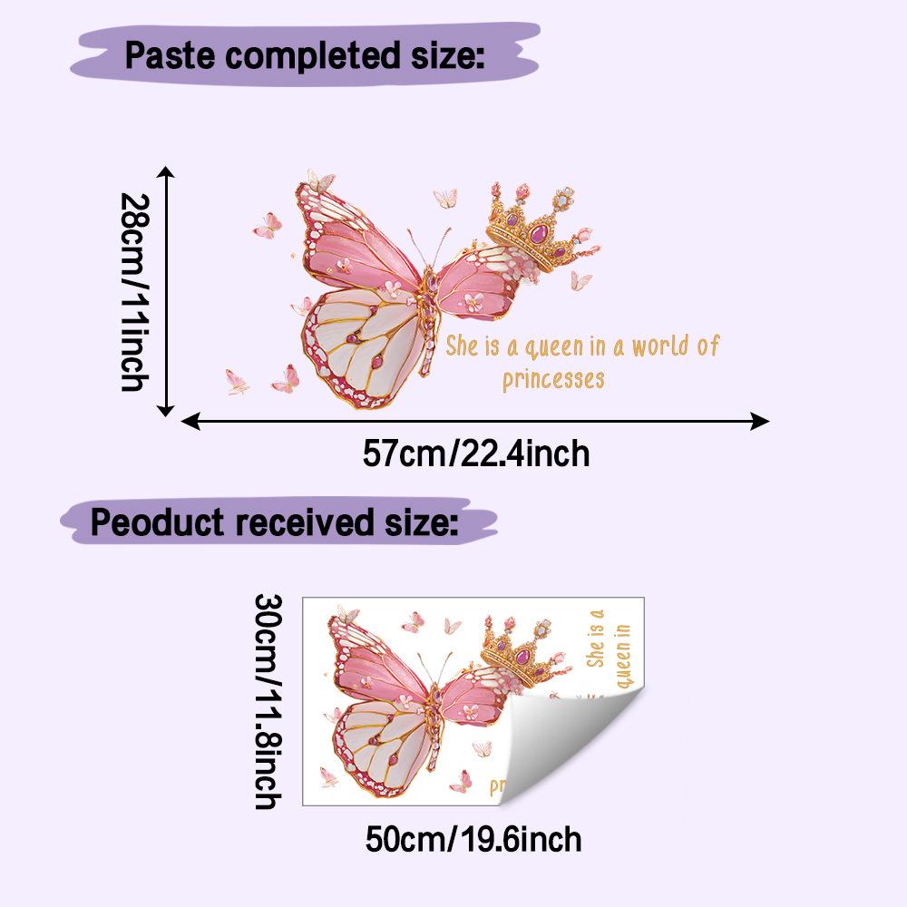 1Pc Butterfly Crown Princess Girls Room Wall Stickers DIY Wall Decoration Nursery Kids Baby Room Wall Sticker