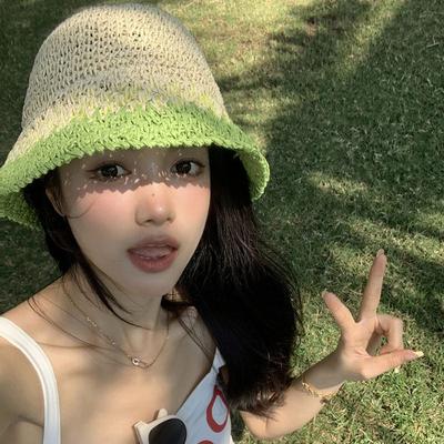 Travel Beach Straw Cap Handmade Bucket Hat Fashion Women's Straw Hat  Outdoor