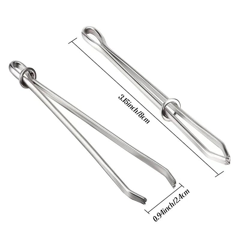 2PCS Stainless Steel Garment Clips Sewing DIY Tools Elastic Band Tape Punch Cross Stitch Threader Wear Rope Elastic Clamp