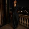 Everyday Wear Jumpsuit Women's Long Sleeve Jumpsuit, Deep V Neck Loose Wide Leg Women Rompers, High Waist Summer Casual One Piece Outfits with Pockets