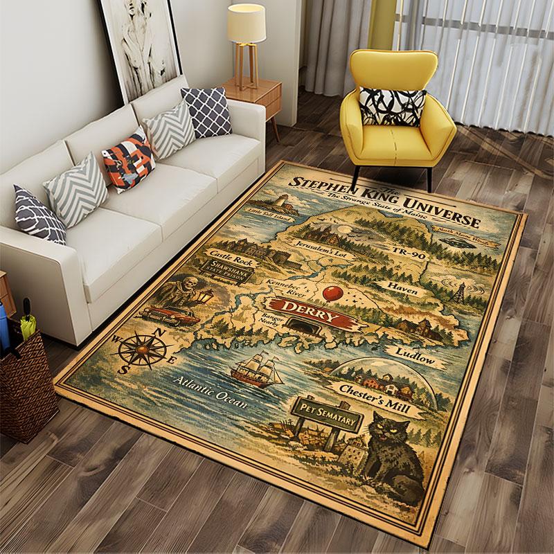 Stephen King Universe Map suitable as a non-slip mat for the living room or bedroom sofa