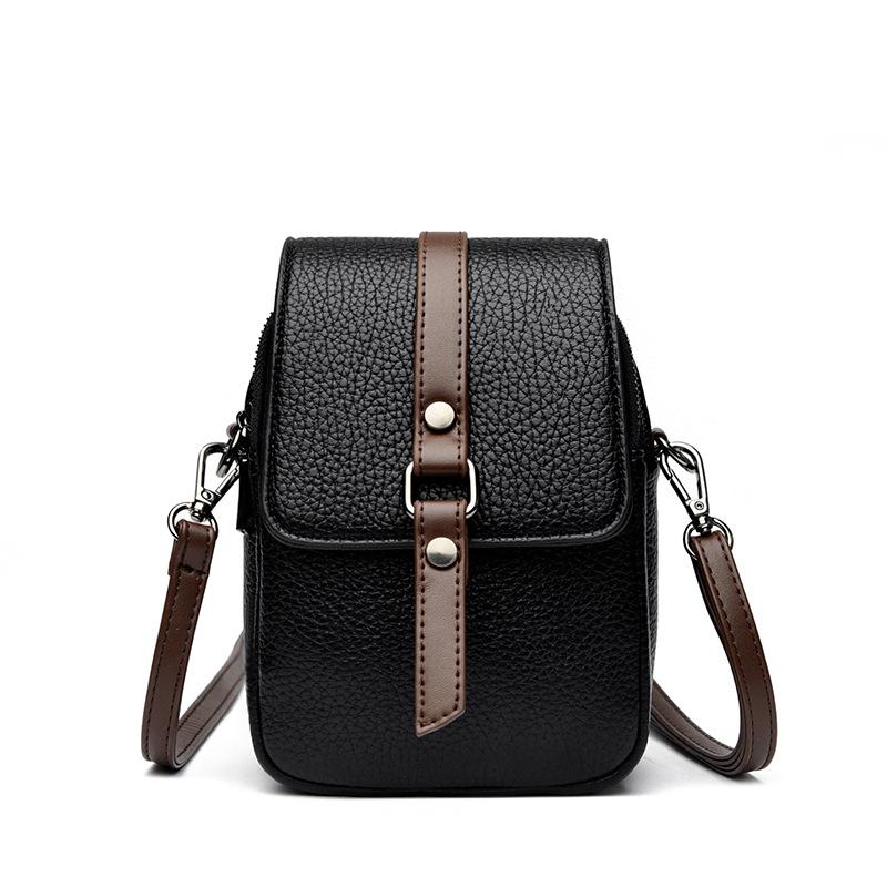 

Сумка леди 2025 лето новый зарубежный стиль универсальная сумка-трансформер двойной вместимости маленькая сумка-мессенджер для мобильного телефона чёрный