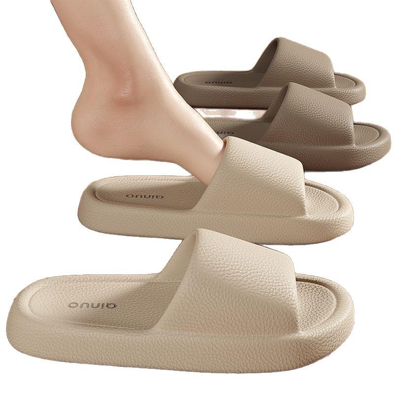 Leather pattern cool slippers thick bottom men's and women's home non-slip bathroom non-smelly feet home indoor summer