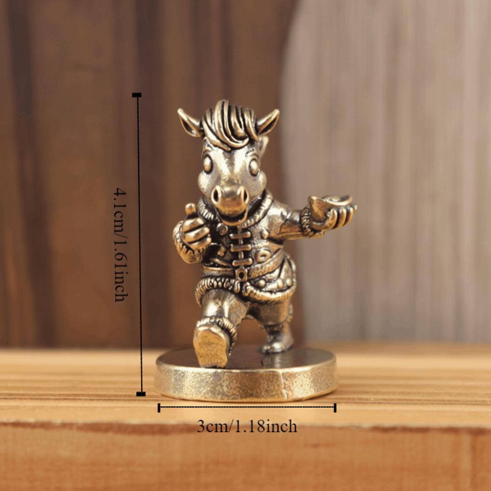Cartoon Paard Beeld Traditioneel Pony Ornament Grappige Messing Paarden Beeldjes Nieuwjaars Decoratie