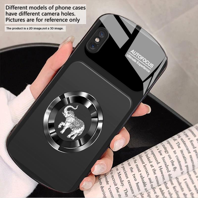 Elefant Rosa Elegant Für iPhone 17 16 15 14 13 Plus 12 mini 11 Pro Max XR Xs Max X 7 8 6S 22 20 Elliptische Glas-Handyhülle