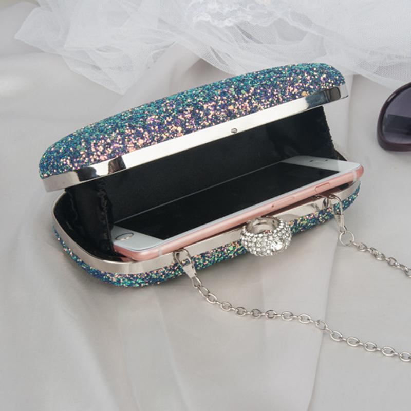 Evening Pink Clutch Designer Bags Women Luxury Purse Bling Sequins Handbag Fashion Shoulder Crossbody Small Phone Bag