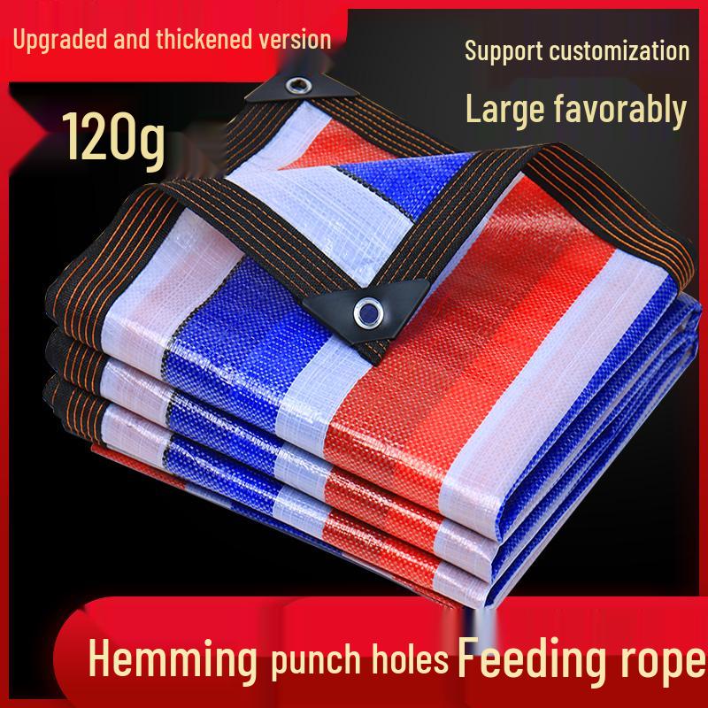 Three-Color Striped Waterproof Outdoor Tarp for Temporary Cover and Dustproof Awning