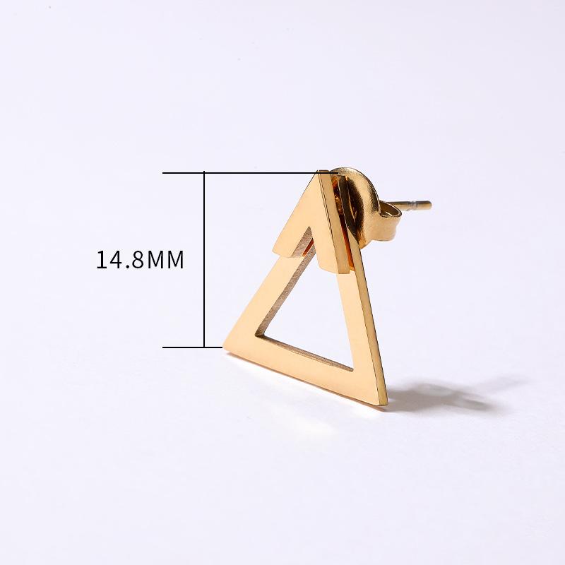 

CARLIDANA Wholesale Temperament Smooth Geometric Earrings for Women 14K Gold Plated Stainless Steel Stereo Triangle Stud Earring