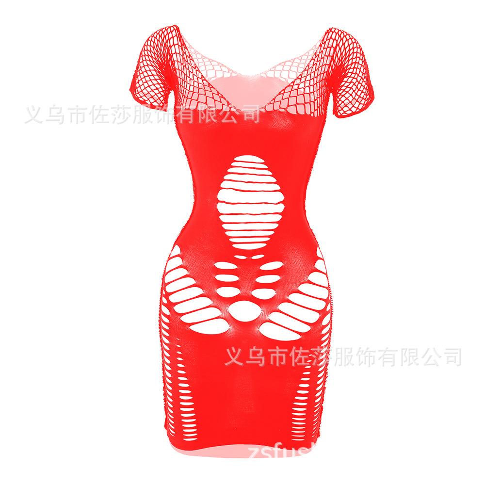 Sex underwear sexy fishing net mesh hip skirt one-piece tube top hollow perspective set